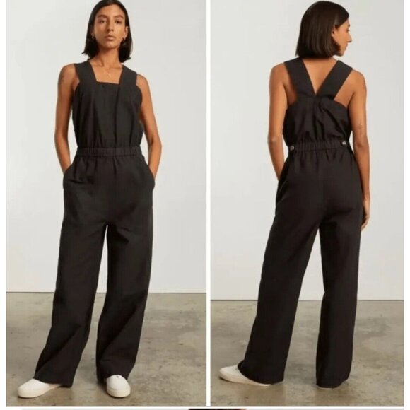 Everlane Black The Fatigue Apron Jumpsuit Size 16 Baggy Relaxed‎ Fit NWT Organic - Picture 11 of 11